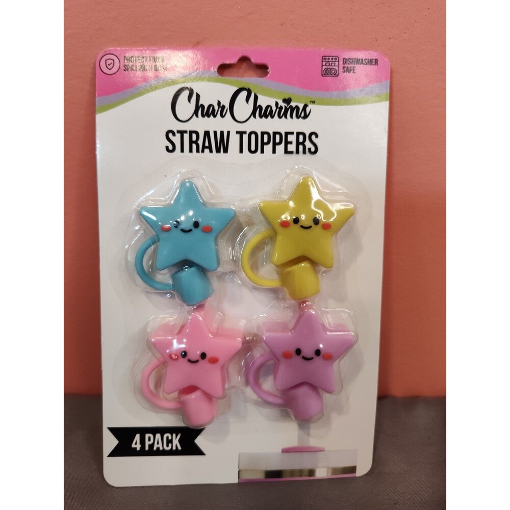CharCharms Straw Toppers 4 Pack Stars